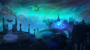 Runescape PC Gaming Video Game Art City Bridge Video Games Mountains Clouds Sky Floater Water Buildi 1920x1080 Wallpaper