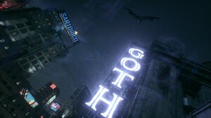Batman Arkham Knight Neon Night City Rain Video Games CGi City Lights Batman 1920x1080 Wallpaper