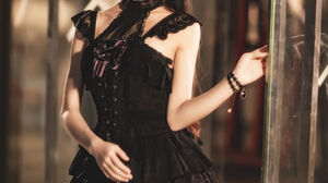 Cherryneko Women Model Asian Long Hair Dark Hair Night Gothic Lolita Black Dress 1800x2698 Wallpaper