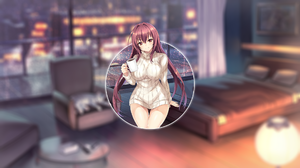 Scathach Anime Anime Girls Picture In Picture Sweater Coffee Evening Fate Grand Order Twintails 1920x1080 Wallpaper