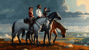 Artwork Digital Art Horse Clouds Cowboy Cowgirl Horseback Hat Artem Chebokha 1920x960 Wallpaper