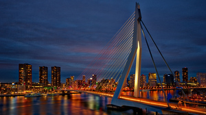 Trey Ratcliff Photography Netherlands Rotterdam Bridge Water Night Building Lights 7680x4320 Wallpaper