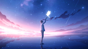 Starry Night Anime Boys Anime Reflection Stars Birds 2160x1250 Wallpaper
