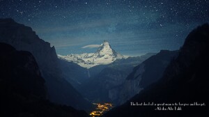 Ali Ibn Abi Talib Islam Quote Mountain Pass Mountains Town Stars Matterhorn Zermatt Switzerland 3840x2160 Wallpaper