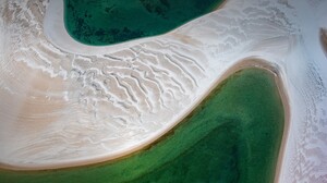 Landscape Sand Water Dunes Water Ripples Clear Water Parque Nacional Dos Lencois Maranhenses Aerial  1920x1080 wallpaper