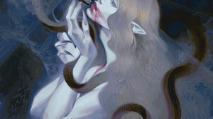 Artwork Women Snake Fantasy Art Long Hair Reptiles Moon Pointy Ears Animals Fantasy Men 1159x1300 Wallpaper