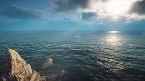 Assassins Creed Valhalla Ocean View Horizon Water Video Games Clouds Sky Sea Rocks CGi 2560x1440 Wallpaper