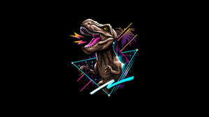 Retro Wave Tyrannosaurus Rex Dinosaur 3840x2160 Wallpaper