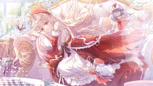 Anime Anime Girls Dress Long Hair Lying Down Lying On Side Looking At Viewer Blonde Red Eyes Eyepatc 3840x2160 Wallpaper