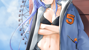 Chaesu Pixiv 2D Digital Digital Art Anime Anime Girls Looking At Viewer Purple Hair Blue Eyes Arms C 2000x2000 Wallpaper