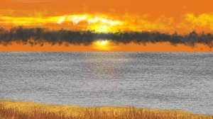 Digital Painting Digital Art Nature Shoreline Dusk 1920x1080 Wallpaper