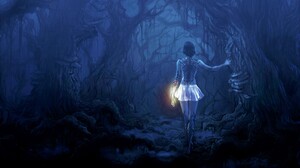 Dark Fantasy Forest Girl Glow Tattoo Woman 1920x1200 Wallpaper