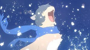 Wolf Children Snow Winter Anthropomorphic Upscaled Scarf Anime Boys Open Mouth Anime Screenshot 3840x2160 Wallpaper