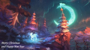 Christmas Crescent Goat Happy New Year Merry Christmas Moon New Year Night Tree 1920x1080 Wallpaper