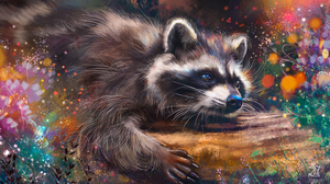 Raccoons Animals Digital Art 4961x2828 wallpaper