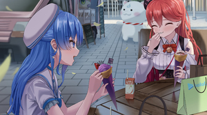 Anime Anime Girls Hololive Virtual Youtuber Hoshimachi Suisei Sakura Miko Long Hair Blue Hair Pink H 2600x3702 Wallpaper