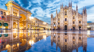 Italy Milan Church Water Reflection Building Clouds Sky Dome 3840x2160 wallpaper