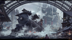 Artwork Train Vehicle Steam Train Cityscape Fantasy Art 1920x830 Wallpaper