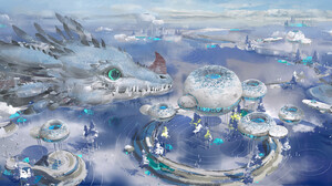 3 LY Studio Digital Art Fantasy Art Landscape Dragon Cityscape Water Trees 1900x868 Wallpaper