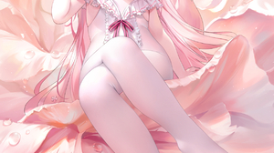 Pixiv Anime Anime Girls Looking At Viewer Blushing Pink Pink Hair Pink Eyes Smiling Long Hair Flower 1249x2000 Wallpaper