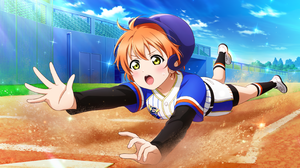 Hoshizora Rin Love Live Anime Anime Girls Baseball Baseball Cap Baseball Shirt Clouds Stars Sky Stad 3600x1800 wallpaper