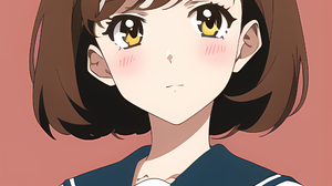Novel Ai Anime Girls Brunette Brown Eyes Simple Background Minimalism Blushing 2048x2048 Wallpaper