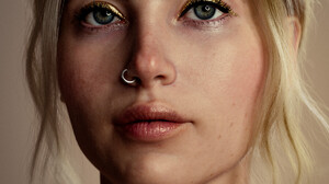 Digital Art Women Face Closeup Piercing Pierced Nose Portrait Blonde 1200x1500 Wallpaper