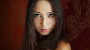 Women Maxim Maximov Face Portrait Mariya Volokh Freckles Brunette Brown Eyes 2048x1459 Wallpaper