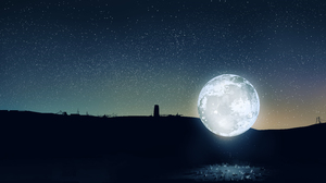 Gracile Digital Art Artwork Illustration Night Stars Moon Starry Night Sky Simple Background 5640x2400 Wallpaper