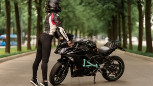 Women Model Ponytail Fullface Helmet Motorcycle Women With Motorcycles Women Outdoors Jeans Tiptoe D 2560x1707 Wallpaper