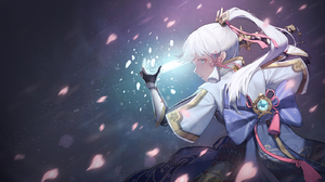 Anime Anime Girls Pedals White Hair Ice 1600x896 Wallpaper