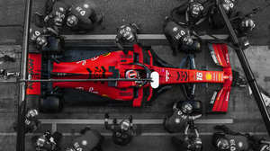 Formula 1 Ferrari Selective Coloring Aerial View 3973x2235 Wallpaper