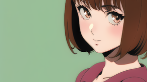Novel Ai Anime Girls Simple Background Minimalism Brown Eyes Brunette 2560x2560 Wallpaper