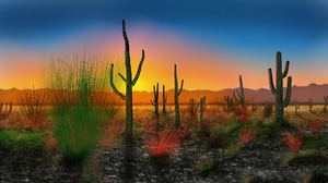 Digital Art Digital Painting Nature Desert Sunset 1920x1080 Wallpaper