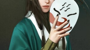 MuSi Anime Girls Anime Simple Background Naruto Anime Fan Art Long Hair Black Hair Black Eyes 971x1466 Wallpaper
