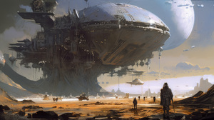 Ai Art Illustration Science Fiction Landscape Spaceship Futuristic 4630x2494 Wallpaper