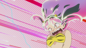 Urusei Yatsura Pink Background Anime Girls Long Hair Anime Screenshot Simple Background Open Mouth 3840x2160 Wallpaper