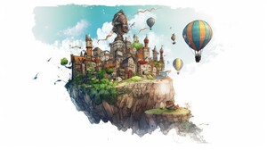 Ai Art City Illustration Fantasy City Hot Air Balloons Sky Clouds Fantasy Art 3854x2160 Wallpaper