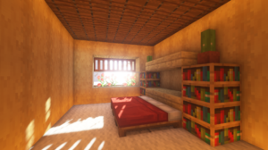 Minecraft Building Bed Video Games CGi Interior 1920x1080 Wallpaper