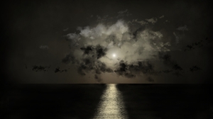 Digital Painting Digital Art Moon Rays Clouds Night Reflection Water 1920x1080 Wallpaper