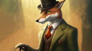 Ai Art Fox Gentleman Illustration Hat Animals Furry Suits 3641x2048 Wallpaper