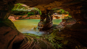 Cave Nature River Rock 2048x1356 Wallpaper