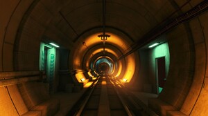 Mirrors Edge Screen Shot Video Games Tunnel Underground Railway Orange Pipes 1920x1080 Wallpaper