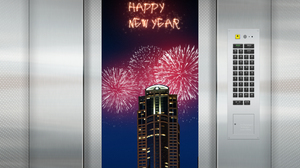 2022 Year Happy New Year Elevator Building Fireworks 3000x4000 Wallpaper