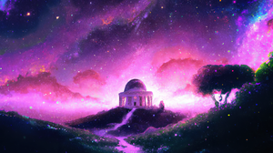 Ai Art Painting Ai Painting Space Art Stars Night Sky Pavilion Hills Starry Night Nebula Temple Spac 3840x2160 Wallpaper