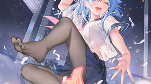 Anime Anime Girls Atdan Artwork Synthesizer V Haiyi Blue Hair Blue Eyes One Eye Closed Open Mouth Pi 1131x1600 Wallpaper