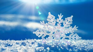 Snow Snowflake Lens Flare Ice Crystals Sun Rays Snowflakes 1920x1080 Wallpaper