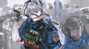 Uma Musume Pretty Derby Police Women Purple Eyes Carrots Clenched Teeth Biceps Animal Ears Alternate 2000x1500 Wallpaper