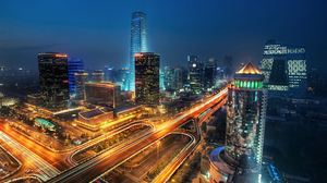 Trey Ratcliff Photography Beijing China Cityscape Night Lights Skyscraper Building Crossroads Tower  3840x2160 Wallpaper