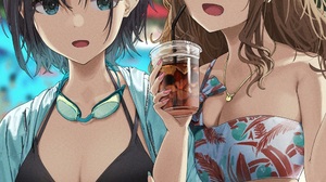 Digital Digital Art Artwork 2D Anime Anime Girls Looking At Viewer Outdoors Brunette Purple Hair Bro 1000x1414 Wallpaper